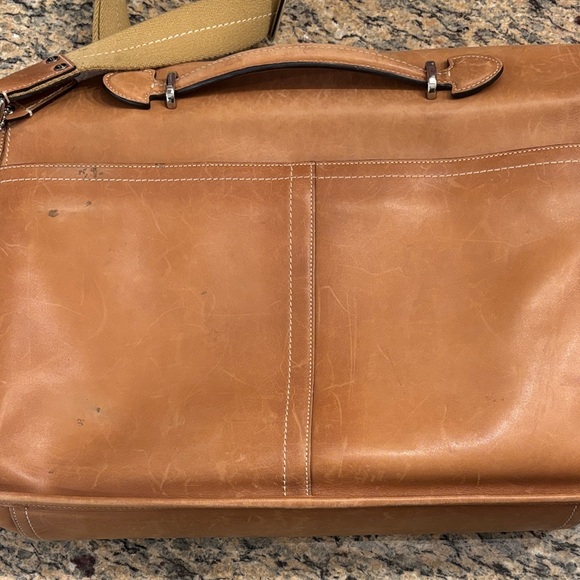 Vintage Coach Tan Leather Briefcase Messenger Bag Turnlock Laptop Bag - Picture 6 of 12